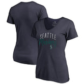Navy Seattle Mariners Women's Graceful V-Neck T-Shirt
