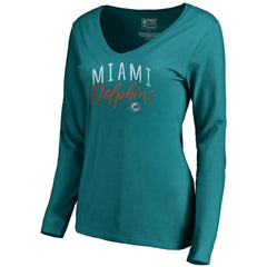 Women's Graceful Long Sleeve V-Neck T-Shirt - Miami Dolphins T-shirts