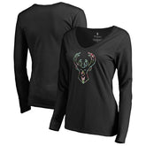 Milwaukee Bucks Women's Lovely V-Neck Long Sleeve T-Shirt