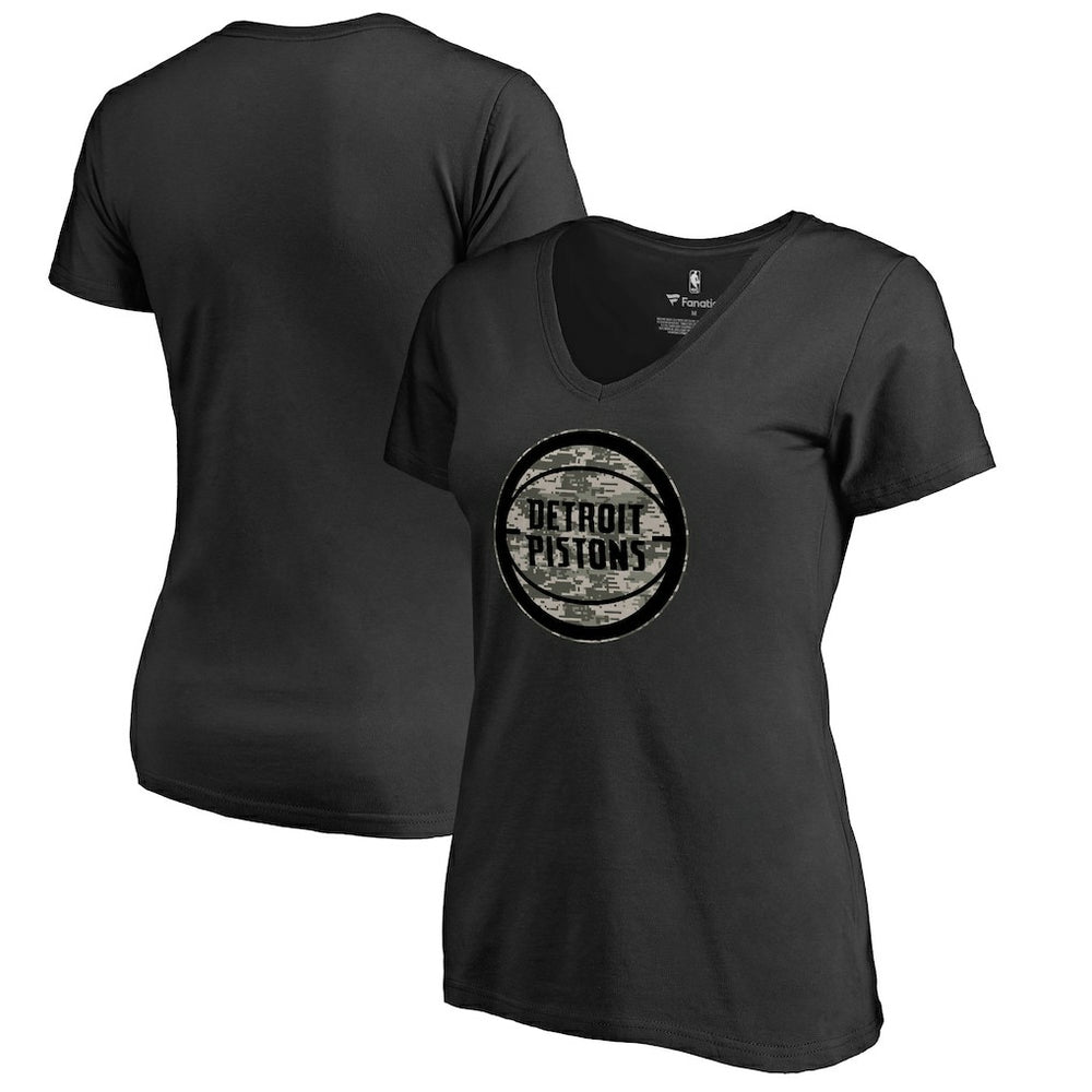 Detroit Pistons Women's Cloak Camo V-Neck T-Shirt sale