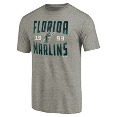 Gray Florida Marlins Cooperstown Collection Vintage Antique Stack Tri-Blend T-Shirt