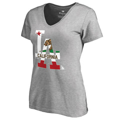 Heathered Gray Los Angeles Dodgers Women's Hometown Collection Cali Flag T-Shirt