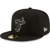 New Era Miami Heat Black & White Logo 59FIFTY Fitted Hat