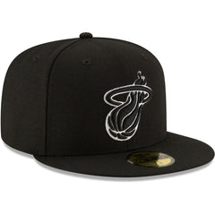 New Era Miami Heat Black & White Logo 59FIFTY Fitted Hat