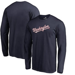 Navy Washington Nationals Team Wordmark Long Sleeve T-Shirt