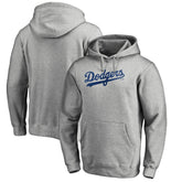 Heather Gray Los Angeles Dodgers Official Wordmark Fitted Pullover Hoodie
