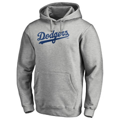Heather Gray Los Angeles Dodgers Official Wordmark Fitted Pullover Hoodie