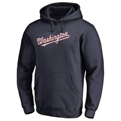 Navy Washington Nationals Official Wordmark Fitted Pullover Hoodie