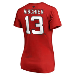 NHL Nico Hischier New Jersey Devils Women's Authentic Stack Name & Number V-Neck T-Shirt