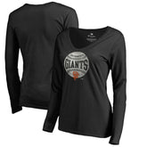 Black San Francisco Giants Women's Cooperstown Collection Slider Long Sleeve V-Neck T-Shirt