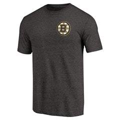 NHL Boston Bruins Primary Logo Left Chest Distressed Tri-Blend T-Shirt