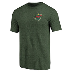 NHL Minnesota Wild Primary Logo Left Chest Distressed Tri-Blend T-Shirt