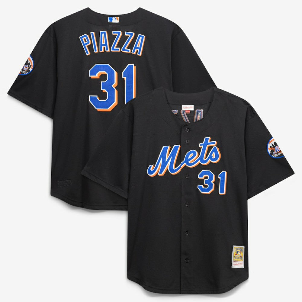 Black Mike Piazza New York Mets Mitchell & Ness Big & Tall Cooperstown Mesh Batting Practice Jersey