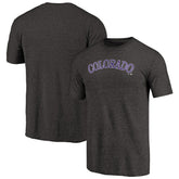 Black Colorado Rockies Team Wordmark Tri-Blend T-Shirt
