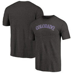 Black Colorado Rockies Team Wordmark Tri-Blend T-Shirt