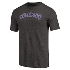 Black Colorado Rockies Team Wordmark Tri-Blend T-Shirt