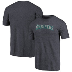 Navy Seattle Mariners Team Wordmark Tri-Blend T-Shirt