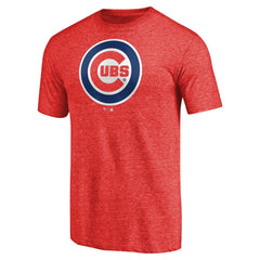 Red Chicago Cubs Team Wordmark Tri-Blend T-Shirt