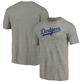 Gray Los Angeles Dodgers Team Wordmark Tri-Blend T-Shirt