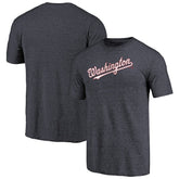 Navy Washington Nationals Team Wordmark Tri-Blend T-Shirt