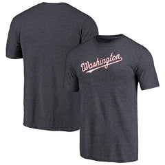 Navy Washington Nationals Team Wordmark Tri-Blend T-Shirt