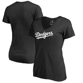 Black Los Angeles Dodgers Women's Team Wordmark V-Neck T-Shirt