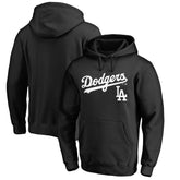 Black Los Angeles Dodgers Team Lockup Fitted Pullover Hoodie