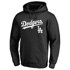 Black Los Angeles Dodgers Team Lockup Fitted Pullover Hoodie