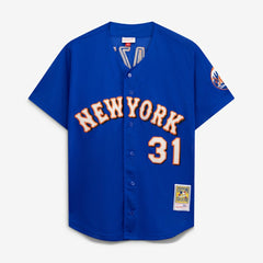 Royal Mike Piazza New York Mets Mitchell & Ness Cooperstown Collection Mesh Batting Practice Button-Up Jersey