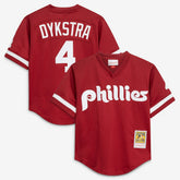Burgundy Lenny Dykstra Philadelphia Phillies Mitchell & Ness Youth Cooperstown Collection Mesh Batting Practice Jersey