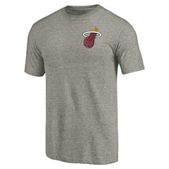 Miami Heat Primary Logo Left Chest Distressed Tri-Blend T-Shirt