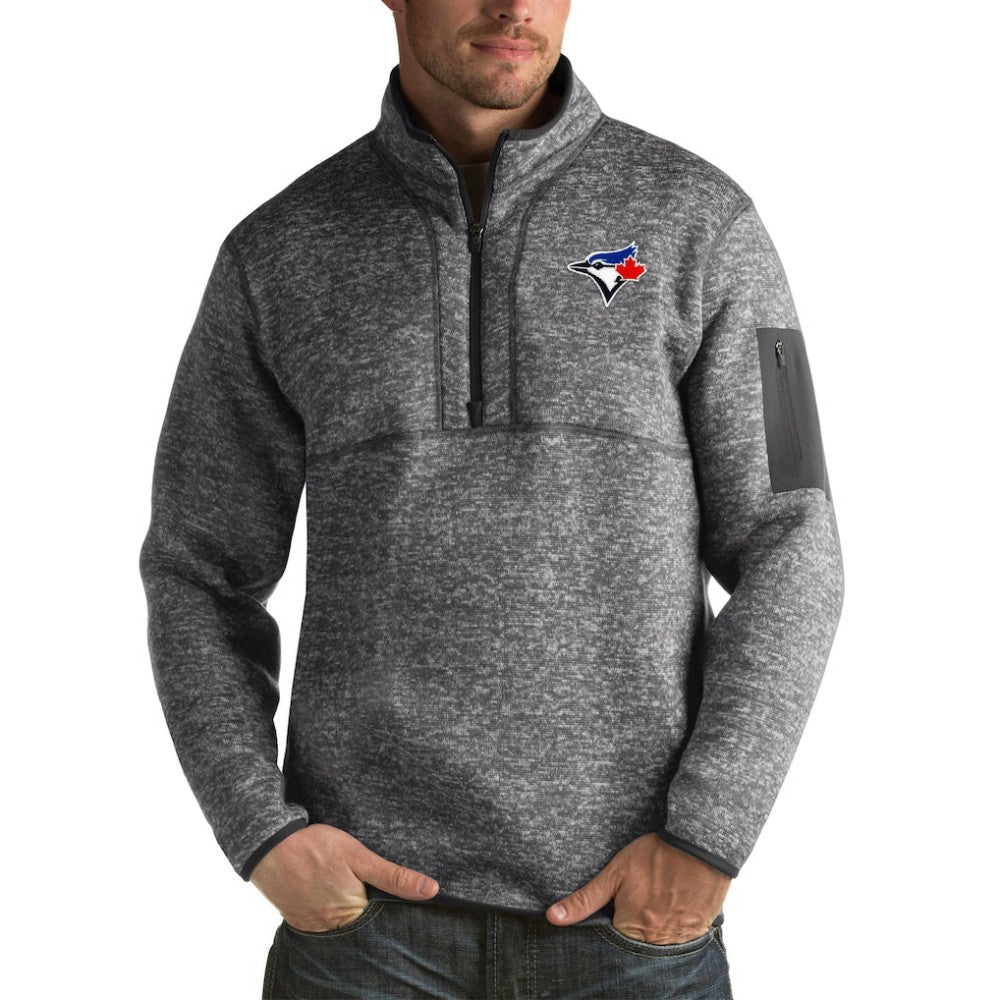 Heather Charcoal Toronto Blue Jays Antigua Fortune Big & Tall Quarter-Zip Pullover Jacket