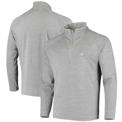 Heather Gray Miami Marlins Vineyard Vines Performance Sankaty Half-Zip Pullover Top