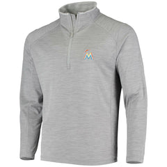 Heather Gray Miami Marlins Vineyard Vines Performance Sankaty Half-Zip Pullover Top
