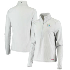 Gray Miami Marlins Vineyard Vines Women's Performance Grid Half-Zip Pullover Top