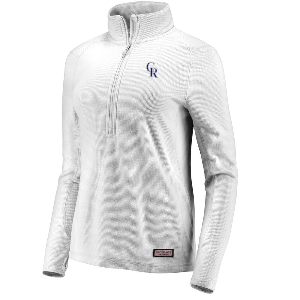 Gray Colorado Rockies Vineyard Vines Women's Performance Grid Half-Zip Pullover Top