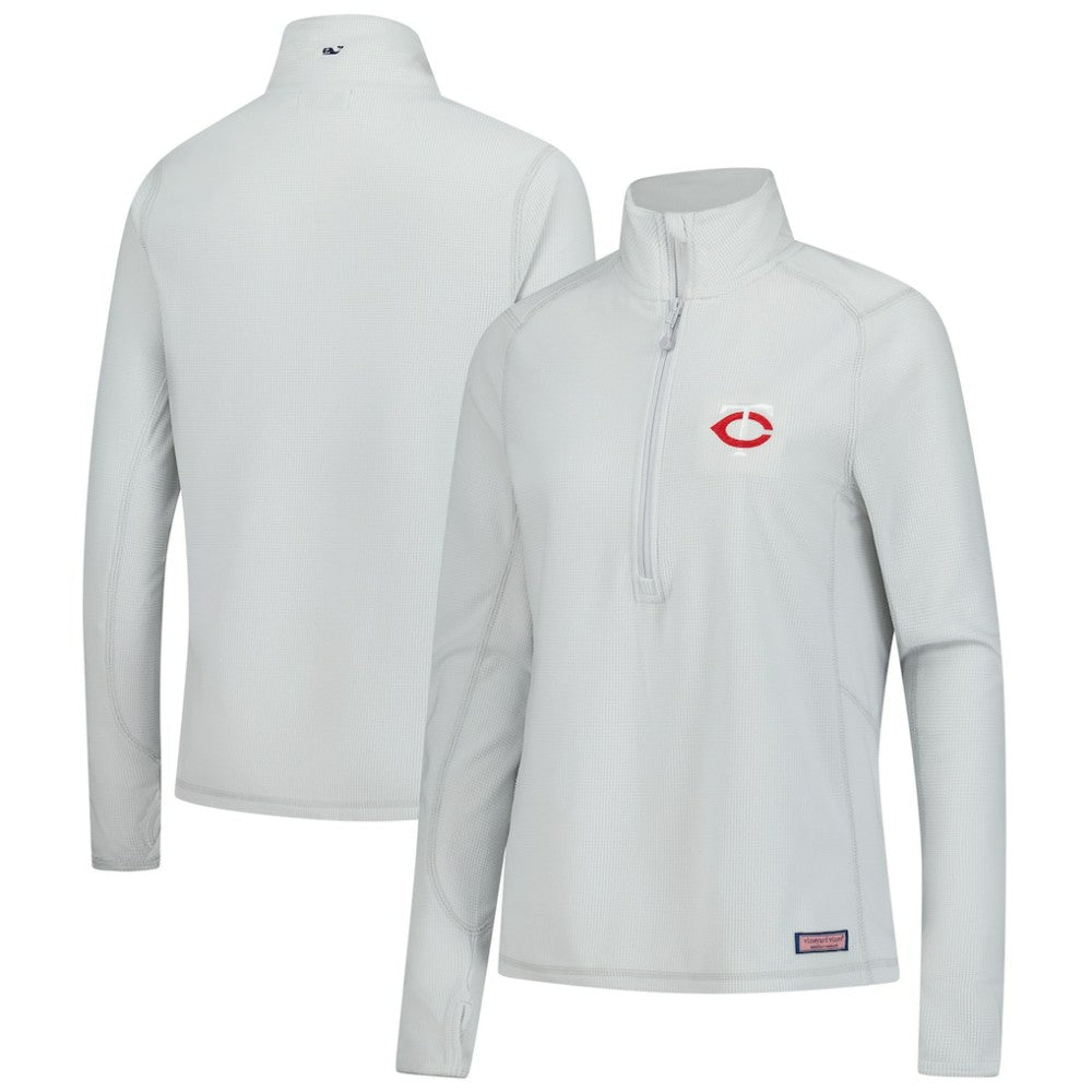 Gray Minnesota Twins Vineyard Vines Women's Performance Grid Half-Zip Pullover Top