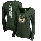 Giannis Antetokounmpo Milwaukee Bucks Women's Team Backer Name & Number Long Sleeve V-Neck T-Shirt