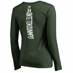 Giannis Antetokounmpo Milwaukee Bucks Women's Team Backer Name & Number Long Sleeve V-Neck T-Shirt