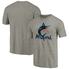 Gray Miami Marlins Primary Logo T-Shirt