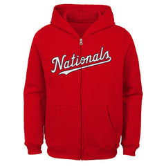 Red Washington Nationals Youth Team Color Wordmark Full-Zip Hoodie
