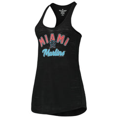 Black Miami Marlins Soft as a Grape Women's Multi-Count Tri-Blend Tank Top