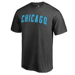 Heathered Charcoal Chicago Cubs Blue Wordmark T-Shirt
