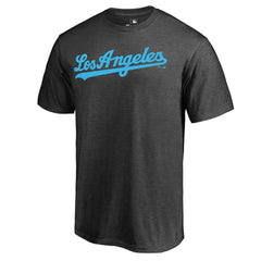 Heathered Charcoal Los Angeles Dodgers Blue Wordmark T-Shirt