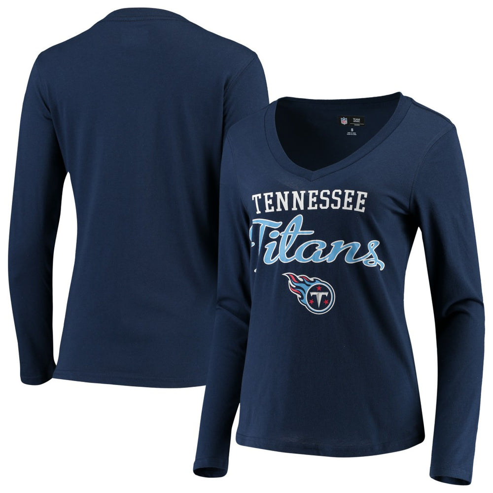 G-III 4Her by Carl Banks Women's Post Season Long Sleeve V-Neck T-Shirt - Tennessee Titans T-shirts