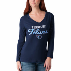 G-III 4Her by Carl Banks Women's Post Season Long Sleeve V-Neck T-Shirt - Tennessee Titans T-shirts
