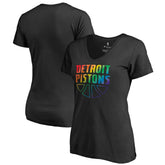 Detroit Pistons Women's Team Pride Wordmark V-Neck T-Shirt sale