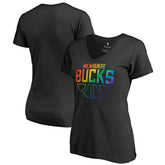 Milwaukee Bucks Women's Team Pride Wordmark V-Neck T-Shirt