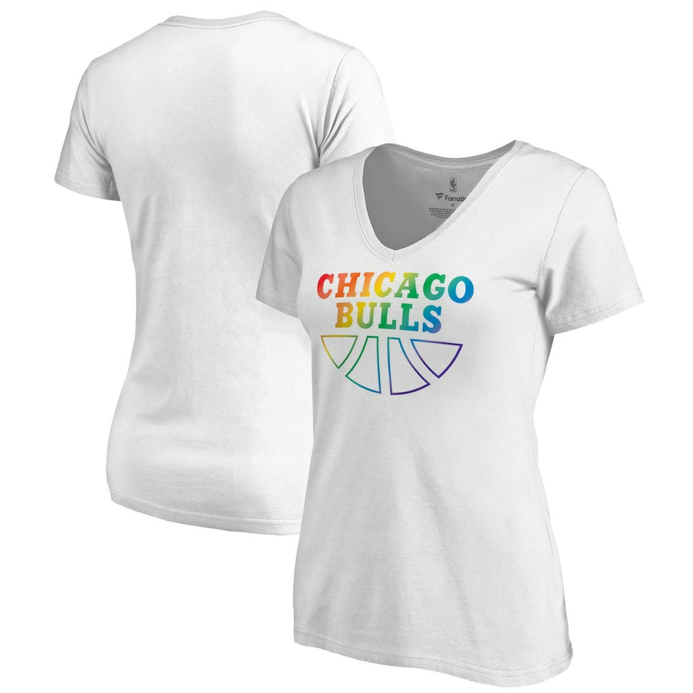 Chicago Bulls Women's Team Pride Wordmark V-Neck T-Shirt sale