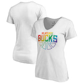 Milwaukee Bucks Women's Team Pride Wordmark V-Neck T-Shirt